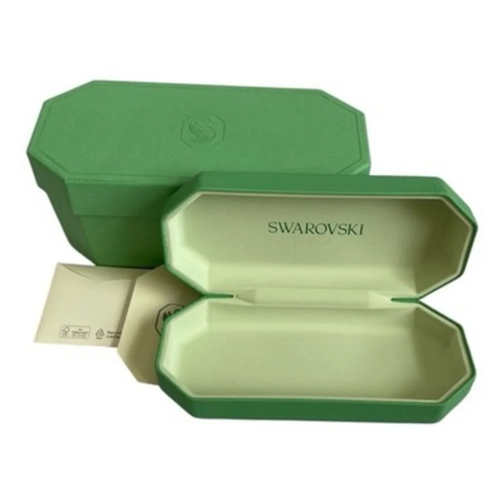 Authentic Swarovski Emerald Green Octagonal Sunglasses Case Box Certificate EXC